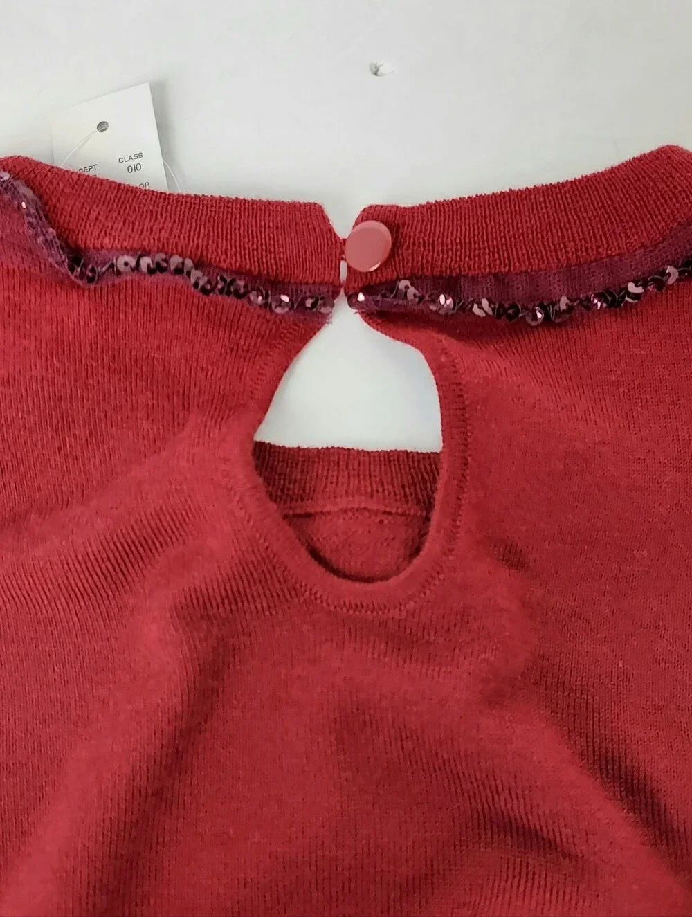 New J. Crew Merino Wool Carolyn Embellished Crewneck Sweater Red Large